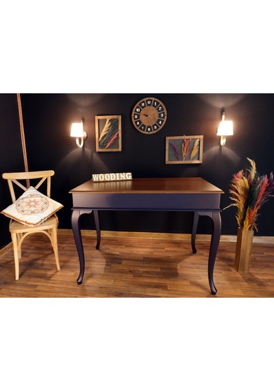 Wooding-Mobilya Wooding 100 Cm Masif Lacivert Ceviz Yemek Masası