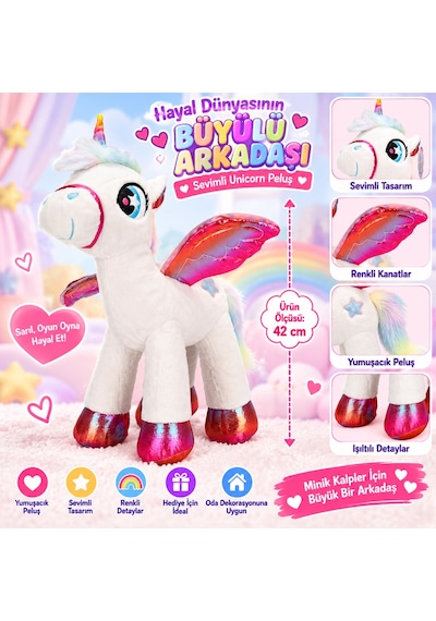 1004742 Peluş Kanatlı 42cm Beyaz