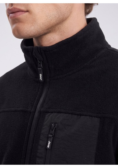 Jeep Siyah Erkek Dik Relaxed Düz Polar Sweatshırt J4wm-swt4444