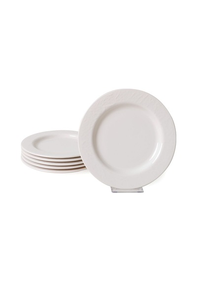 Keramika Beyaz İyonya Pasta Tabağı 22 Cm 6 Adet 006 Beyaz