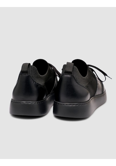 Cabani Erkek Triko Detaylı Günlük Siyah Sneaker Ayakkabı Siyah