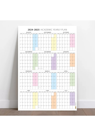 2026-2027 Akademik Duvar Takvimi, Ağustos Başlangıçlı, Academic Wall Calendar