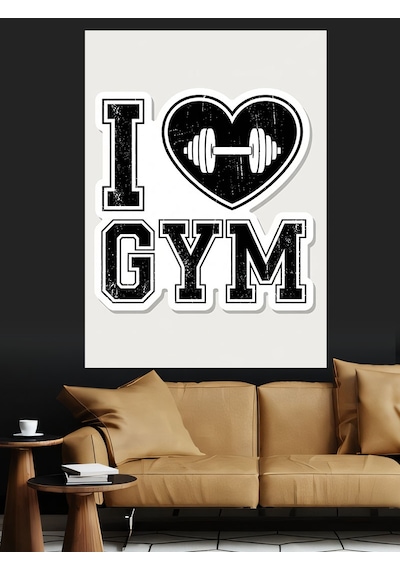 Ahşap Tablo Kalp Şeklinde Dambıl Fitness Yazısı Hayvan Tabloları