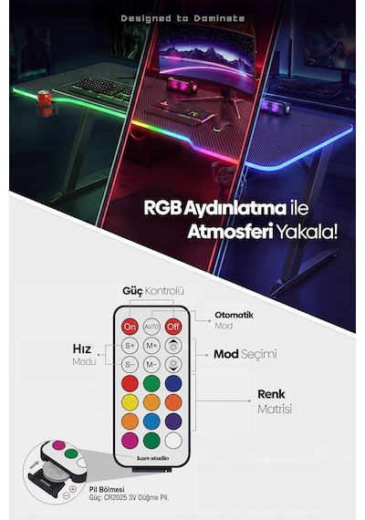 Thunder Rgb Aydınlatmalı Oyuncu Masası Pembe