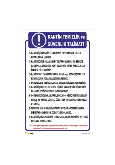 KANTİN TEMİZLİK VE GÜVENLİK TALİMATI TLM 052