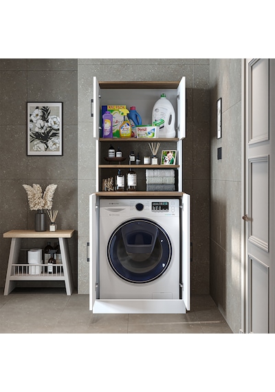 Çamaşır-kurutma Makinesi Dolabı Kapaklı Banyo Dolabı.51 Mat Beyaz - Atlantik Çamaşır-kurutma Makinesi Dolabı Kapaklı Banyo Dolabı.51 Mat Beyaz - Atlantik