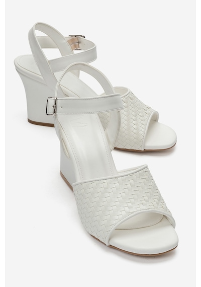 Luvi Shoes Sylvar Beyaz Örgü Kadın Dolgu Topuklu Ayakkabı