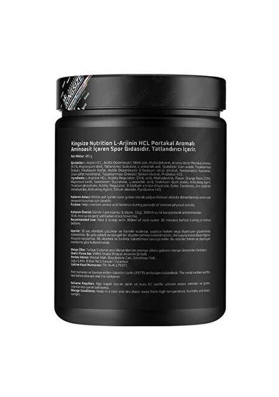Kingsize Nutrition Arginine Complex Powder 480 Gr - Portakal