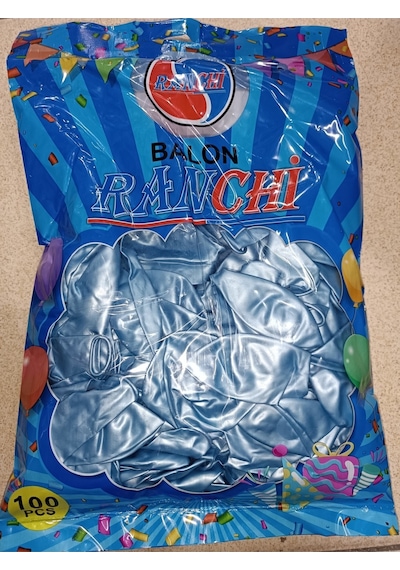 100 Lü Metalik Balon 14/a Birinci Kalite Acik.mavi
