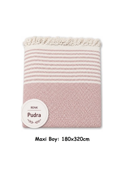 Pamuklu Kaymaz Hasır Dokuma Maxi Boy Kolları Örten Koltuk Örtüsü 180x310 - Pudra