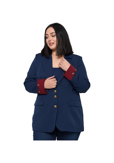 Disentis Büyük Beden Manşeti Kumaş Garnili Düğme Detaylı Astarlı Lacivert Bordo Blazer Ceket Lacivert Bordo Disentis Büyük Beden Manşeti Kumaş Garnili Düğme Detaylı Astarlı Lacivert Bordo Blazer Ceket Lacivert Bordo