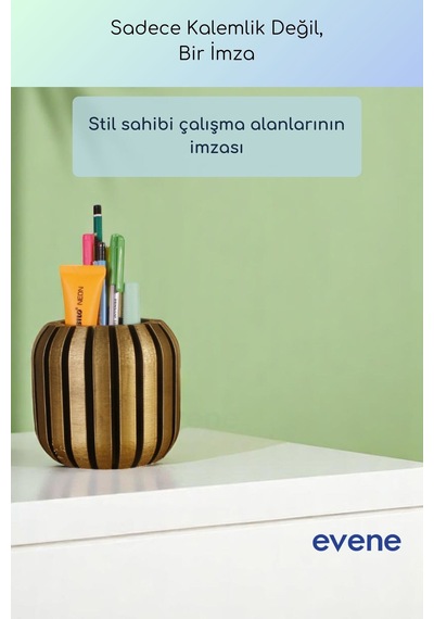Kalemlik Masa Kalemliği Organizer Kalemlik Altın Eskitme Renk Model 79 Çok Renkli