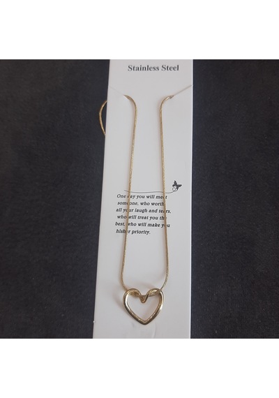 Stainless Steel Çelik Kolye Sade Kalp Gold