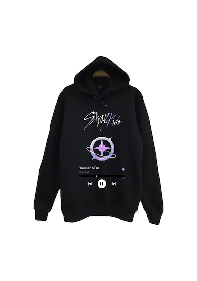 Stray Kids, You Can Stay, K-pop Unisex Siyah %100 Pamuk Siyah Kapüşonlu Sweatshirt Siyah