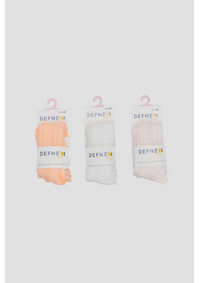 Defne Baby 3 Adet Jakar Desenli Pamuklu Kız Çocuk Ve Bebek Külotlu Çorap Turuncu