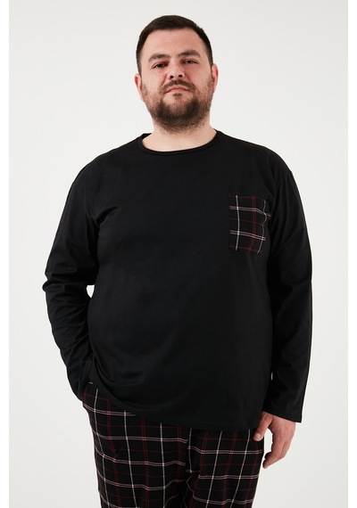 Buratti Pamuklu Regular Fit Büyük Beden Erkek Pijama Takımı 6572001B Siyah
