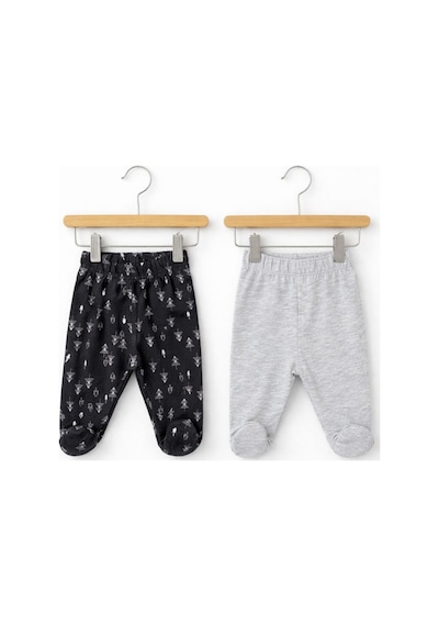 HelloBaby 2'li Bebek Tek Alt Pantolon Siyah-gri