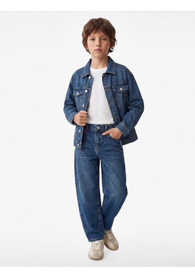 Koton Rahat Kesim Cep Detaylı Pamuklu Barrel Denim Pantolon Koyu İndigo 7wkb40019td
