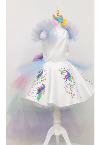 Unicorn Baskılı My Little Pony Kız Çocuk Doğum Günü Elbise&Kostüm Unicorn Baskılı My Little Pony Kız Çocuk Doğum Günü Elbise&Kostüm