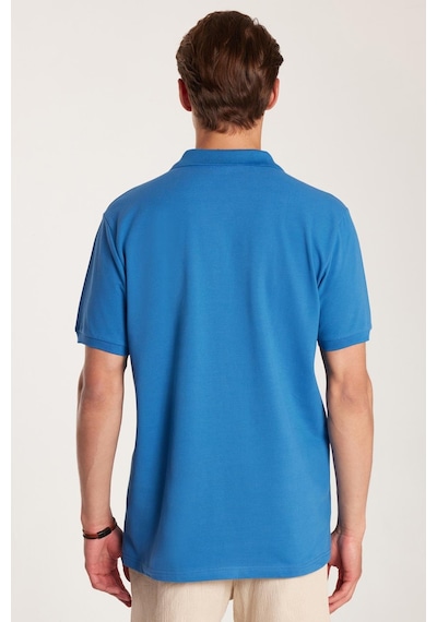 Tudors Erkek Regular Fit Klasik Kesim %100 Pamuk Düz Pike İndigo Polo Yaka Tişört-33313 Indigo