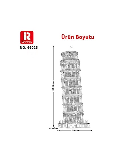 Reobrix 66025 Pisa Kulesi Yaratıcı Yapı Blok Seti Building Blocks Leaning Tower Of Pisa -7652 Parça