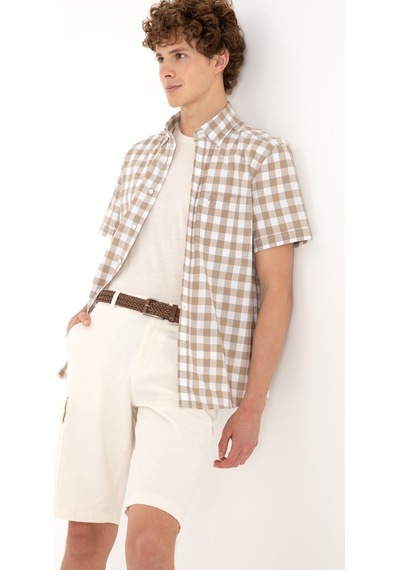 U.s. Polo Assn. Erkek Vizon Gömlek Kısa Kollu 50300221-vr052 Vizon