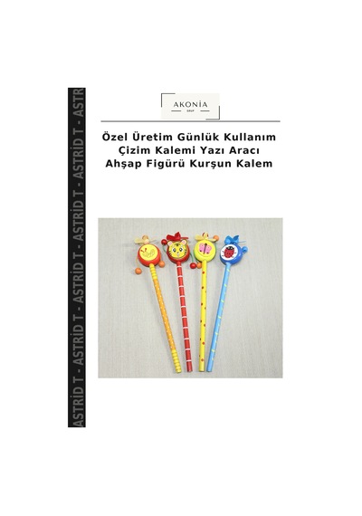 Özel Üretim Günlük Kullanım Çizim Kalemi Yazı Aracı Ahşap Figürü Kurşun Kalem Çok Renkli