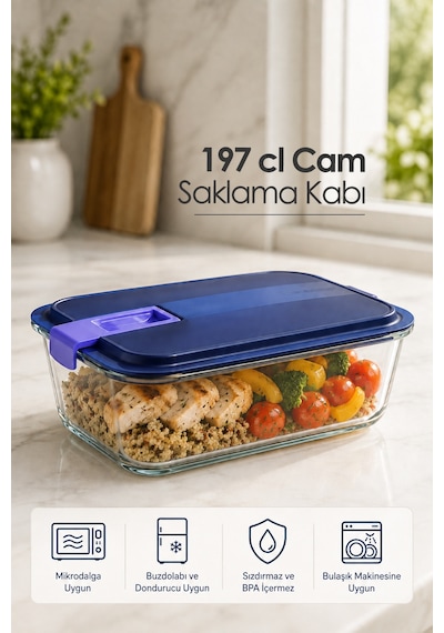 3 Parça Cam Saklama Kabı Ve Fırın Kabı Seti Vakumlu Kapaklı Fransız Üretimi