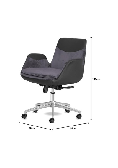 Storm Ofis Sandalyesi Krom Ayaklı Ergonomik Çalışma Koltuğu Dayanıklı Kumaş Füme Diğer