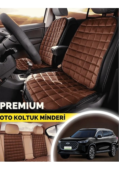 Tiggo 8 Koltuk Minderi Ortopedik Cepli Araç Ve Kılıf Seti Tam Uyumlu, Taba Renk, Konforlu Tasarım
