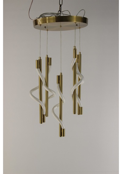 Lüks Spiral Tasarım Modern Burgulu Seri 3 Renk Ledli Şık Salon Avizesi Gold
