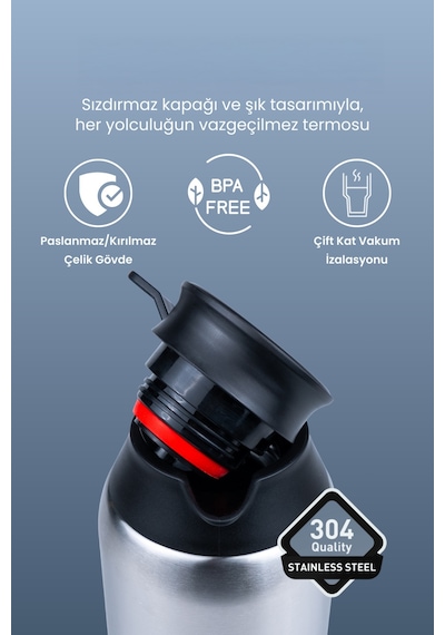 Porsima 2125 Dailyserve Çift Katmanlı Paslanmaz Çelik Termos Çay Termosu Su Termosu 3lt Inox