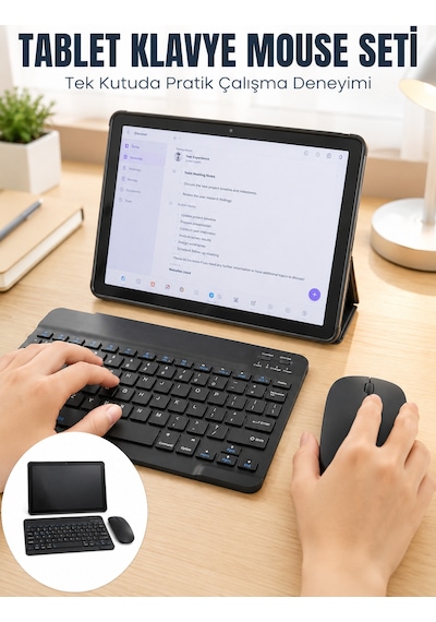 Sım Kartlı Android Tablet Bluetooth Klavye Kablosuz Mouse Geniş Ekran Ve Taşınabilir Kullanım Seti - Lisinya Diğer