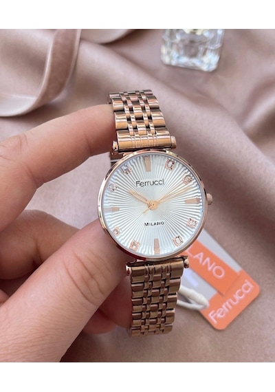 Ferrucci Milano Fc78951 Çelik Kordon&kasa Kesme Camlı Jübile Kordon Kadın Kol Saati Rose Gold