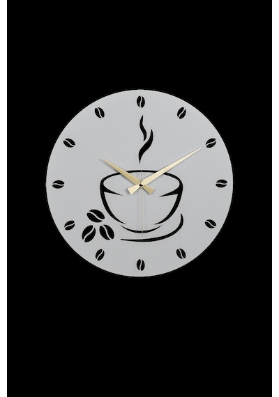 Coffe Model Metal Lazer Kesim Akar Sessiz Mekanizmalı Duvar Saati 40 40 Cm -m009 Beyaz