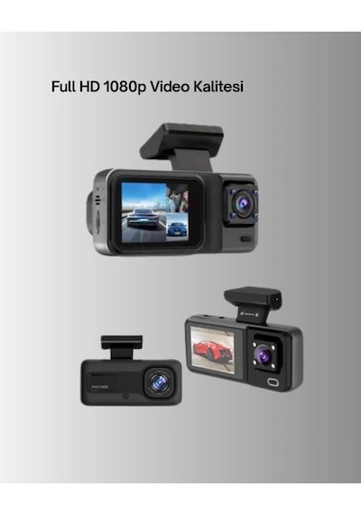 360 Kapsama Sahip Full Hd Araç Kamerası 3 Lü Kayıt Gece Görüşlü Dashcam 17733106