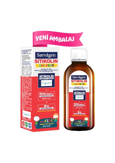 Kids Sıvı Form - Sitikolin Dha Omega 3 Norveç Balık Yağı Ve B12 - 150 Ml