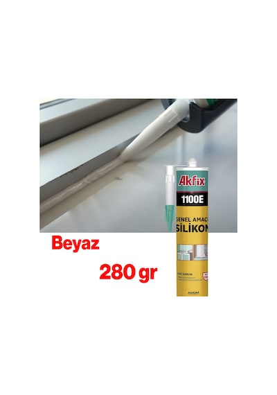 Beyaz Genel Amaçlı Silikon Yapıştırma Sızıntı Önleyici Dolgu Silikonu Akfix 1100e 280 Gr 1 Adet