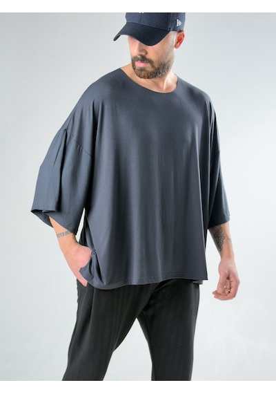Cocopelli Fakir Kol Antrasit Oversize Viscon T-shirt Coc3027