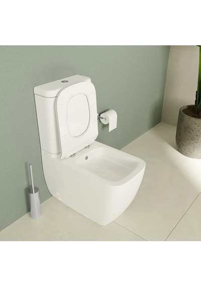 S25 Square Duvara Sıfır Kanalsız Klozet+rezervuar+iç Takım+klozet Kapağı Set Beyaz