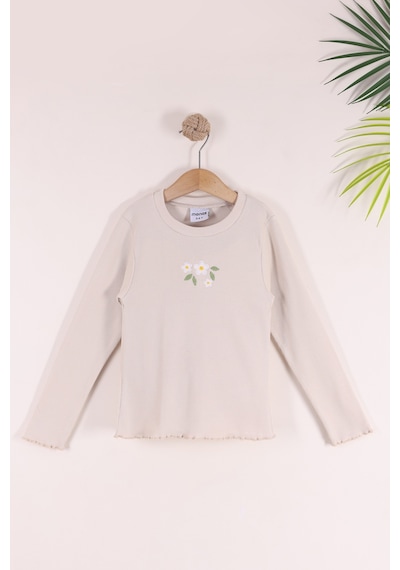 Monox 5-12 Yaş Kız Çocuk Fitilli Nakışlı 3 Lü Sweatshirt Takım Taş Çağla Nar