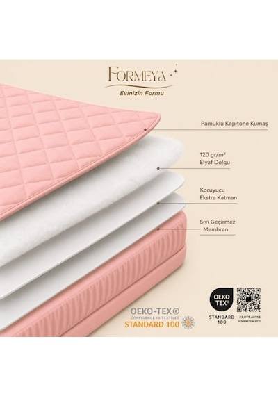 Pudra Kapitone Sıvı Geçirmez Yatak Koruyucu Fitted Alez Çarşaf%100 Pamuk 160x200 Diğer