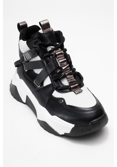 Luvishoes Luvi Shoes Clara Siyah Beyaz Fermuarlı Ve Bağcıklı Kadın Spor Bot Siyah - Beyaz Luvishoes Luvi Shoes Clara Siyah Beyaz Fermuarlı Ve Bağcıklı Kadın Spor Bot Siyah - Beyaz