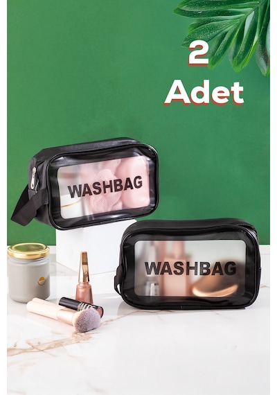 Porsima 3140 2li Şeffaf Seyahat Ve Makyaj Çantası Su Geçirmez Organizer Washbag