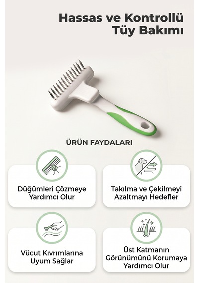 Andis Kıtık Açıcı Kedi Ve Köpek Tüy Altı Tarağı - Dökülen Ve Kürkün İçinde Kalan Tüyleri Toplar
