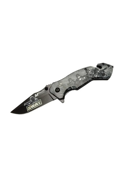 Mtech 4 23 6 Swat Kurtarma / Kamp Çakı 20cm - Yarı Otomatik, Kemerlikli, Cam Kırma Ve İp Kesme Aparatlı
