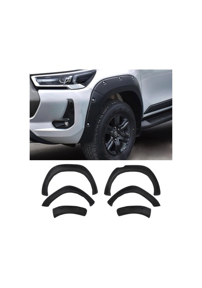Toyota Hilux 2019 Ve Sonrası Vidalı Model Uyumlu Çamurluk Dodik Seti 6 Parça Abs Mat Siyah