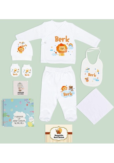 Bk Kids Kişiye Özel Beyaz Hastane Çıkışı, Anne-bebek Günlüğü, Yeni Doğan Bebek Giyim Hediyesi, 9 Parça Bebek Hediye Seti-4