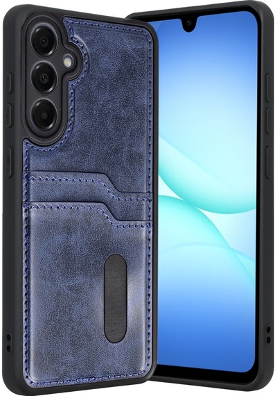 Samsung Galaxy Uyumlu - A17 5g Sara Kartvizitli Deri Kılıf - Lacivert