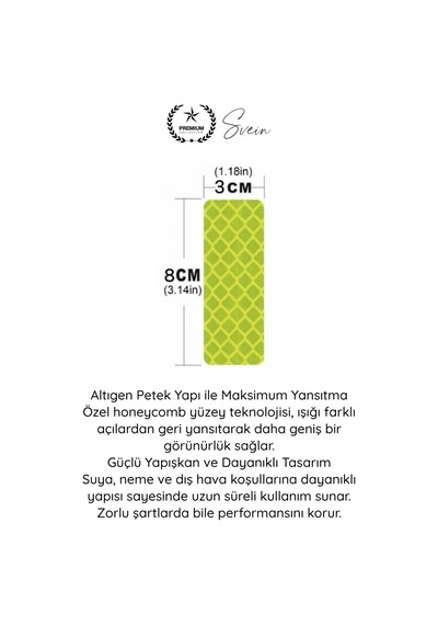 Reflektör Reflektör Honeycomb Reflektif Güvenlik Bandı Altıgen Petek Dokulu 10 Adet Sticker Seti Ya